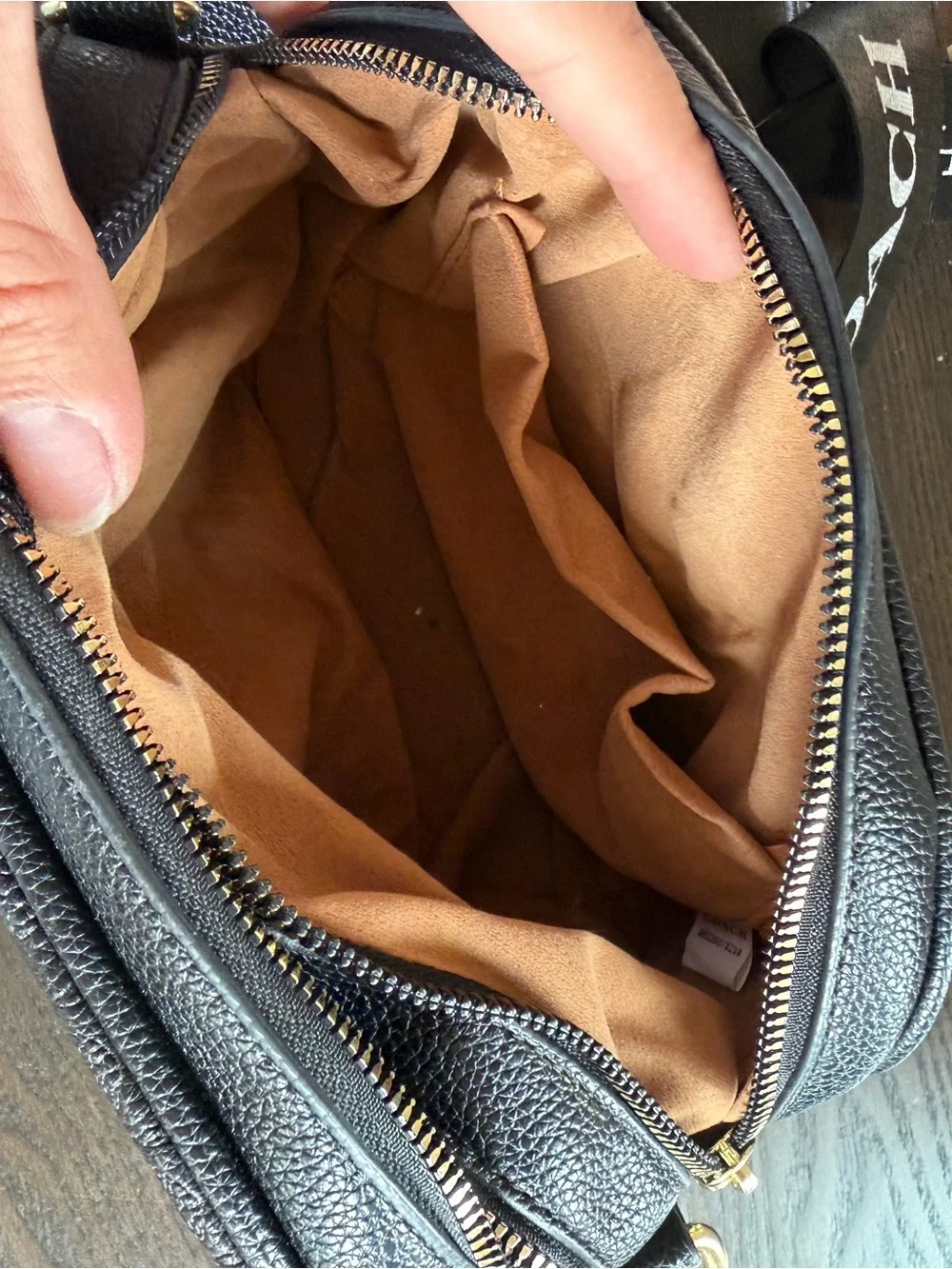 Coach Black Embossed Signature Crossbody Camera Bag with Gold Hardware
